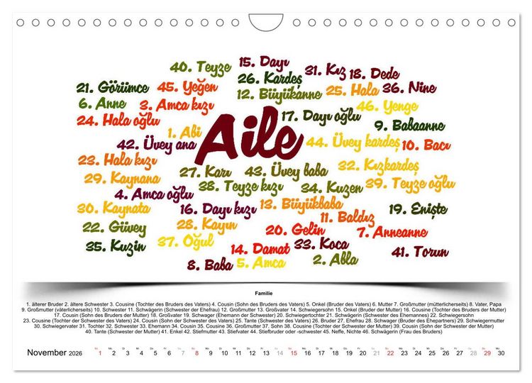 Produktbild: Kultur-Sprachkalender T&uuml;rkisch-Deutsch (Wandkalender 2026 DIN A4 quer), CALVENDO Monatskalender