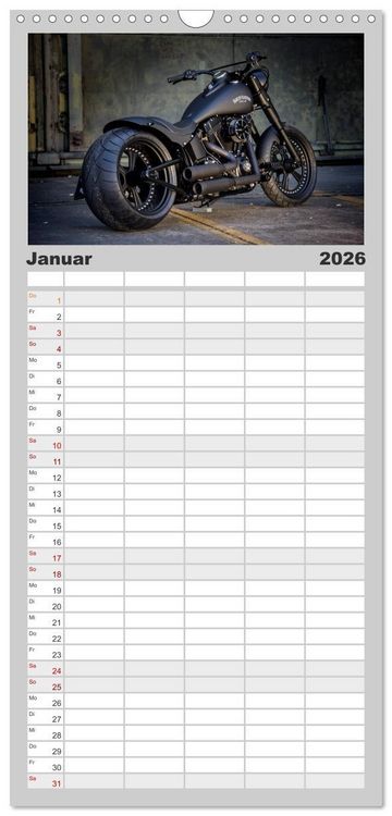 Produktbild: Familienplaner 2026 - Exklusive Best of Fat Ass Custombike Edition, feinste Harleys mit fettem Hintern mit 5 Spalten (Wandkalender, 21 x 45 cm) CALVENDO