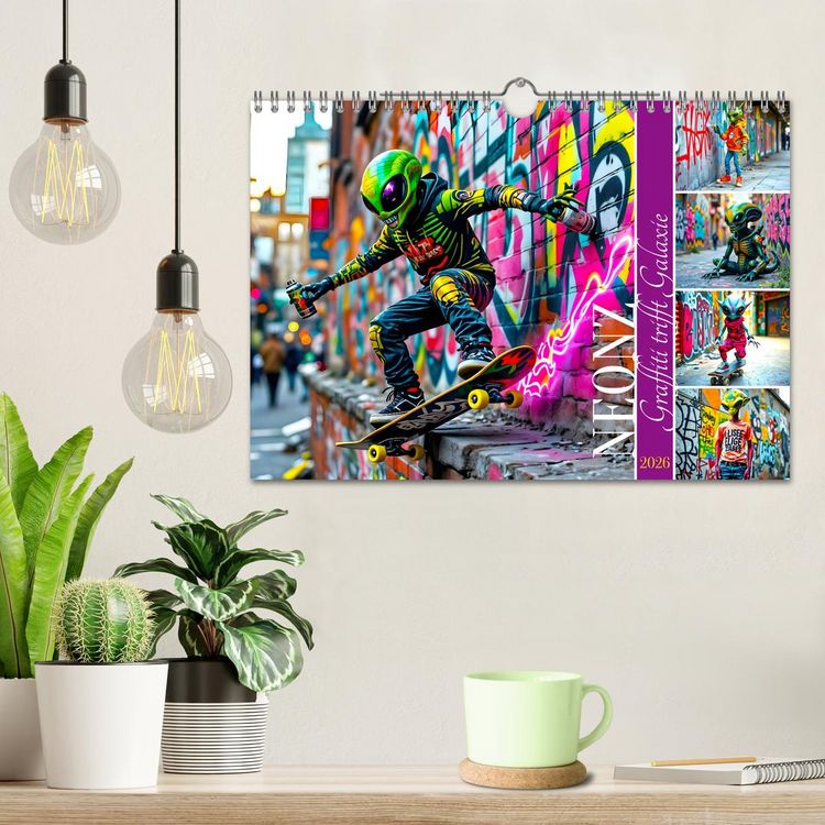 Produktbild: NEONZ - Graffiti trifft Galaxie (Wandkalender 2026 DIN A4 quer), CALVENDO Monatskalender