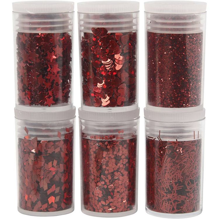 Produktbild: Creativ Company Biologisch abbaubarer Sparkles & Pailletten, Rot, 6x7 ml