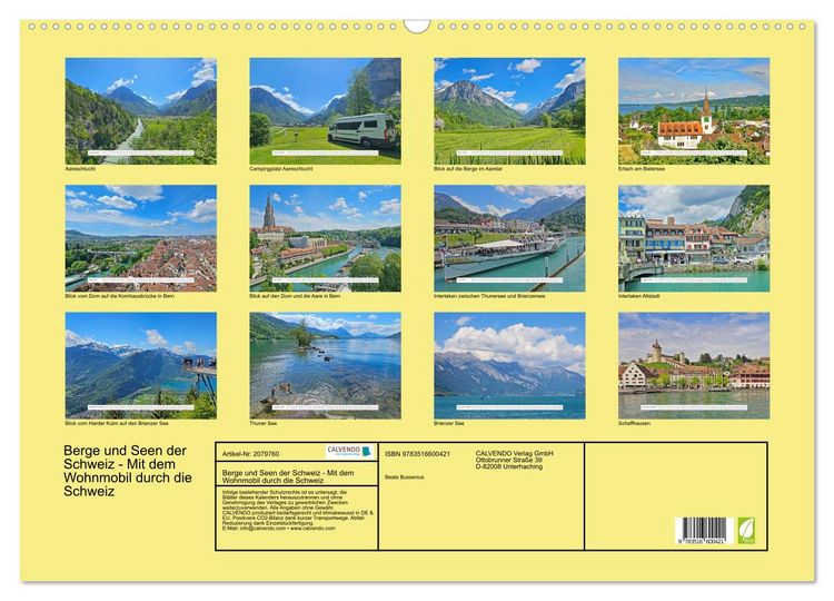 Produktbild: Berge und Seen der Schweiz - Mit dem Wohnmobil durch die Schweiz (Wandkalender 2026 DIN A2 quer), CALVENDO Monatskalender