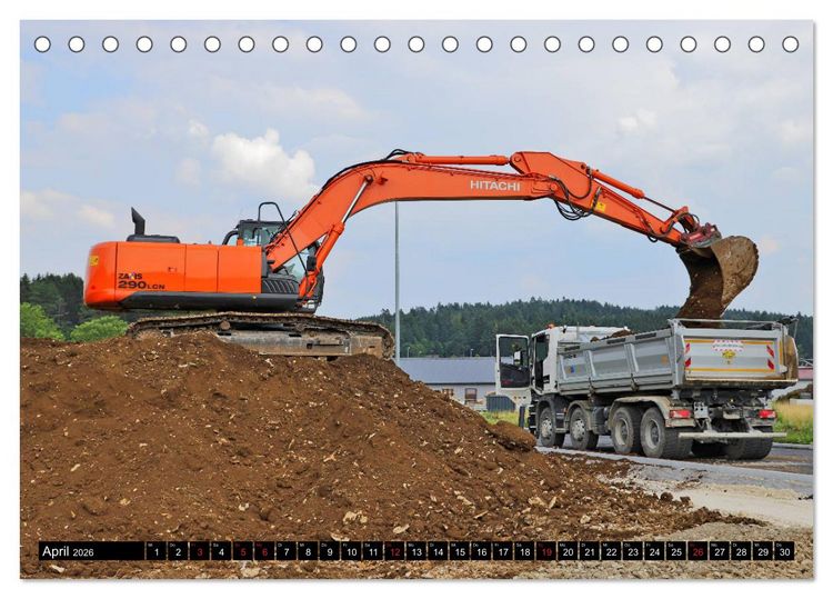 Produktbild: Baufahrzeuge auf der Baustelle (Tischkalender 2026 DIN A5 quer), CALVENDO Monatskalender