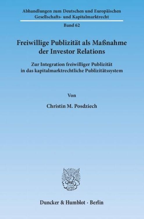 Produktbild: Freiwillige Publizit&auml;t als Ma&szlig;nahme der Investor Relations.