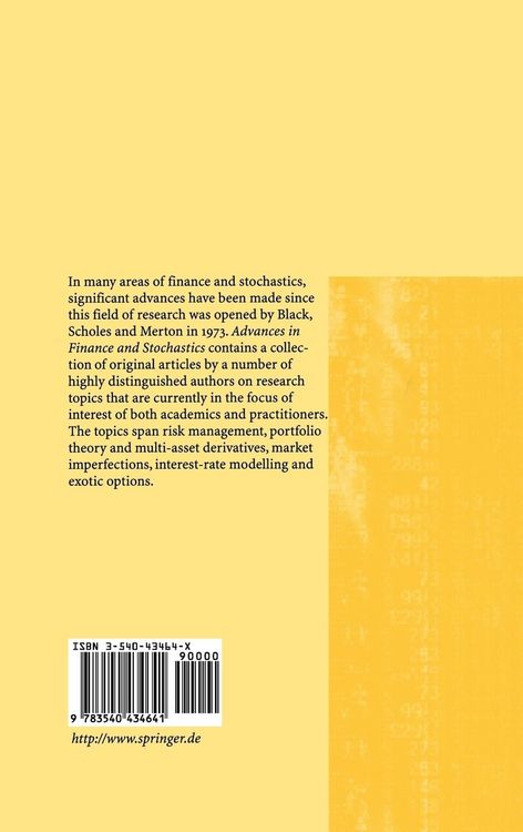 Produktbild: Advances in Finance and Stochastics