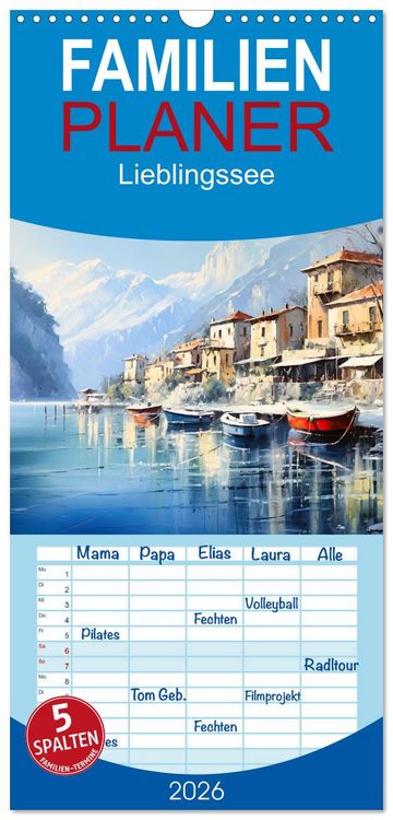 Produktbild: Familienplaner 2026 - Lieblingssee mit 5 Spalten (Wandkalender, 21 x 45 cm) CALVENDO