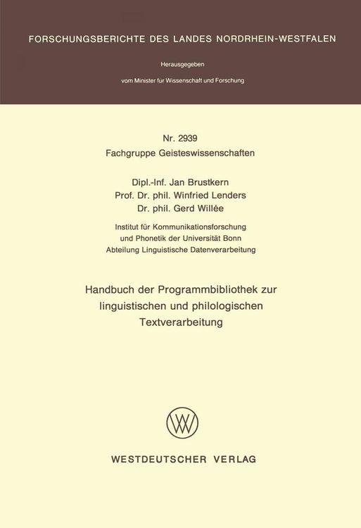 Bild vom Artikel Handbuch der Programmbibliothek zur linguistischen und philologischen Textverarbeitung vom Autor Jan Brustkern
