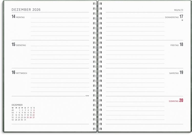 Produktbild: Kalender 26/27 Senator A5 Twist Gr&uuml;n