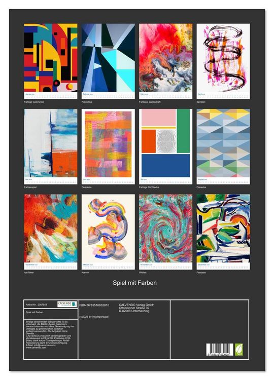 Produktbild: Spiel mit Farben (Wandkalender 2026 DIN A2 hoch), CALVENDO Monatskalender
