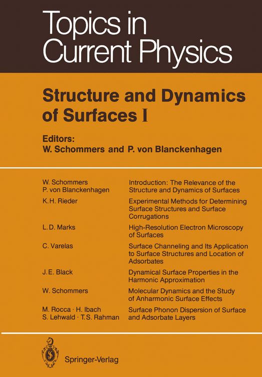 Produktbild: Structure and Dynamics of Surfaces I