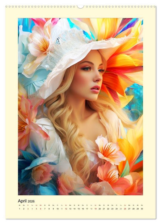 Produktbild: Bl&uuml;tenzauber. Floraler Reigen. Bezaubernde Frauen in Blumenpracht (hochwertiger Premium Wandkalender 2026 DIN A2 hoch), Kunstdruck in Hochglanz