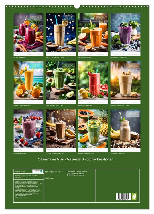 Produktbild: Vitamine im Glas - Gesunde Smoothie Kreationen (Wandkalender 2026 DIN A2 hoch), CALVENDO Monatskalender