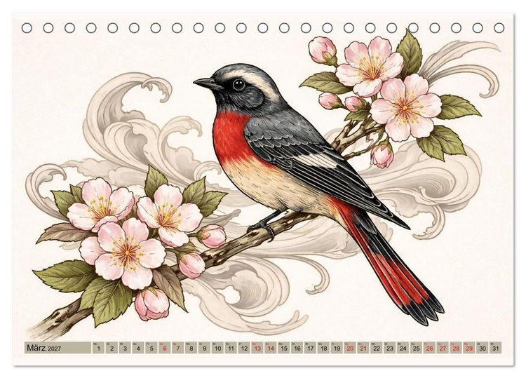 Produktbild: Naturwunder Japan: Faszinierende Vogelarten in traditioneller Kunst (Tischkalender 2027 DIN A5 quer), CALVENDO Monatskalender