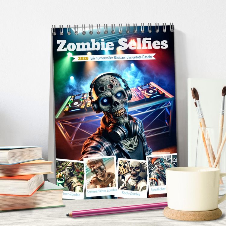 Produktbild: Zombie Selfies - Ein humorvoller Blick auf das untote Dasein (Tischkalender 2026 DIN A5 hoch), CALVENDO Monatskalender