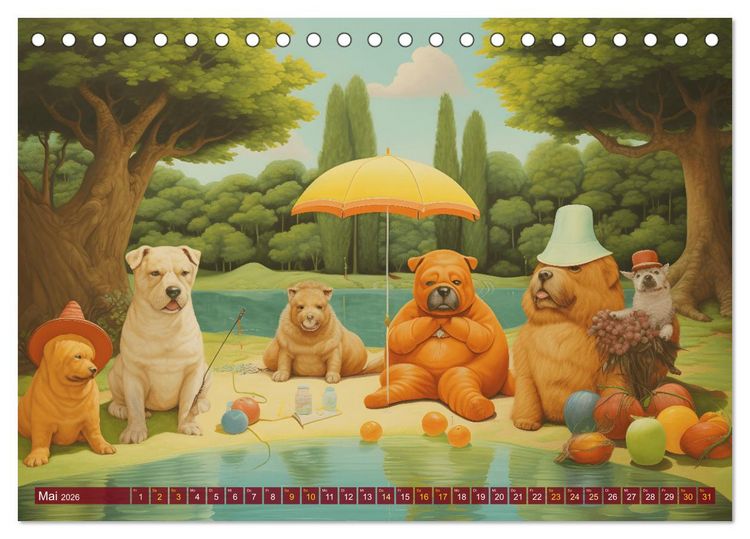 Produktbild: Boteros Hunde - Kunstvoller Kalender im Stile des Boterismo (Tischkalender 2026 DIN A5 quer), CALVENDO Monatskalender