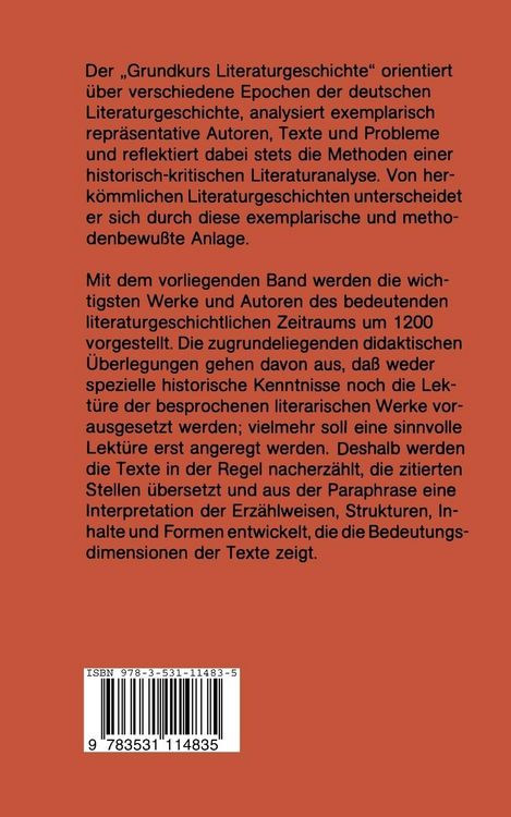 Produktbild: Einf&uuml;hrung in die deutsche Literatur des 12. bis 16. Jahrhunderts