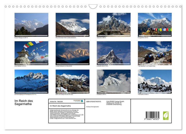 Produktbild: Im Reich des Sagarmatha (Wandkalender 2026 DIN A3 quer), CALVENDO Monatskalender