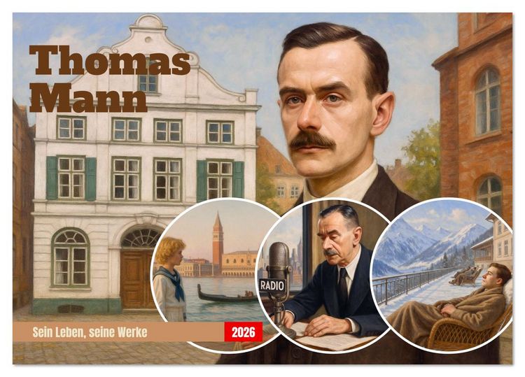 Produktbild: Thomas Mann. Sein Leben, seine Werke (Tischkalender 2026 DIN A5 quer), CALVENDO Monatskalender