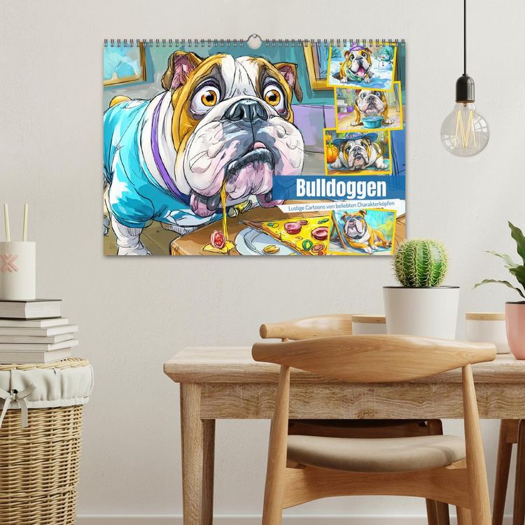 Produktbild: Bulldoggen. Lustige Cartoons von beliebten Charakterk&ouml;pfen (Wandkalender 2026 DIN A3 quer), CALVENDO Monatskalender