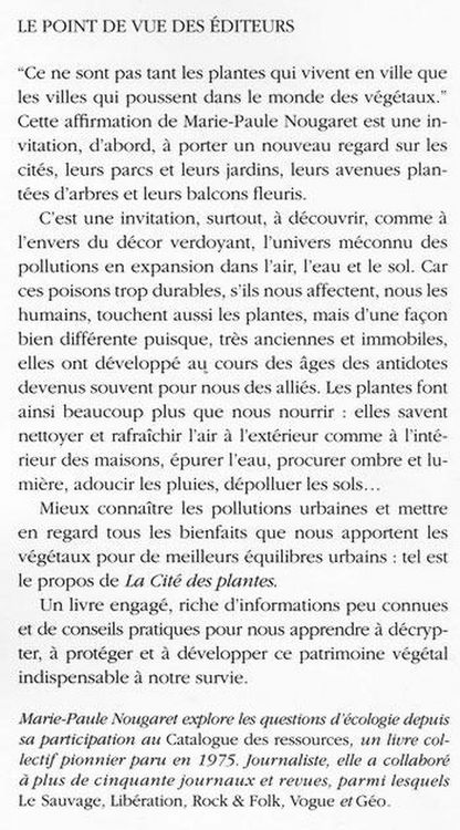 Produktbild: La Cite des Plantes ; en Ville au Temps des Pollutions