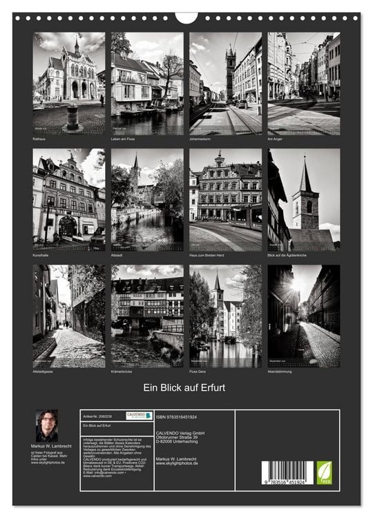 Produktbild: Ein Blick auf Erfurt (Wandkalender 2026 DIN A3 hoch), CALVENDO Monatskalender