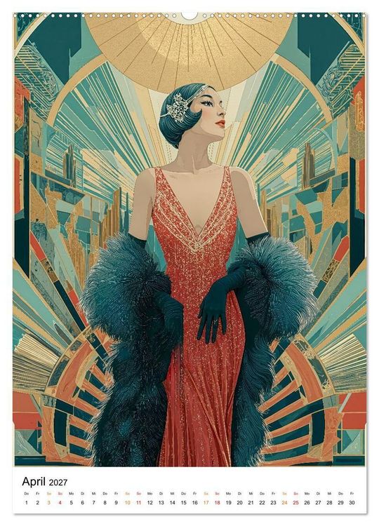 Produktbild: Art Deco - Glamour, Geometrie und Goldstaub (Wandkalender 2027 DIN A2 hoch), CALVENDO Monatskalender
