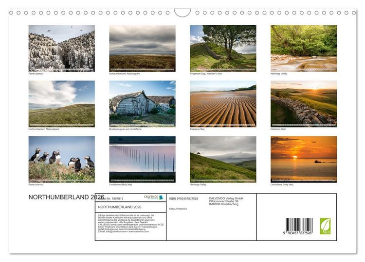 Produktbild: NORTHUMBERLAND 2026 (Wandkalender 2026 DIN A3 quer), CALVENDO Monatskalender
