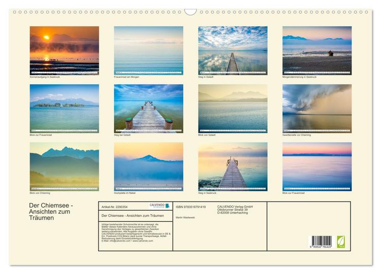 Produktbild: Der Chiemsee - Ansichten zum Tr&auml;umen (Wandkalender 2027 DIN A2 quer), CALVENDO Monatskalender