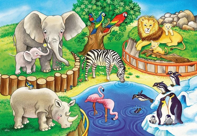 Produktbild: Puzzle Ravensburger Tiere im Zoo 2 X 12 Teile