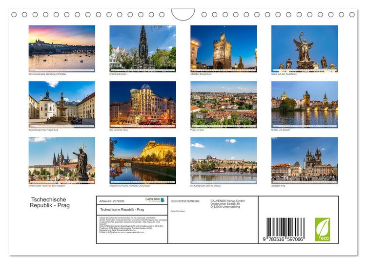 Produktbild: Tschechische Republik - Prag (Wandkalender 2026 DIN A4 quer), CALVENDO Monatskalender
