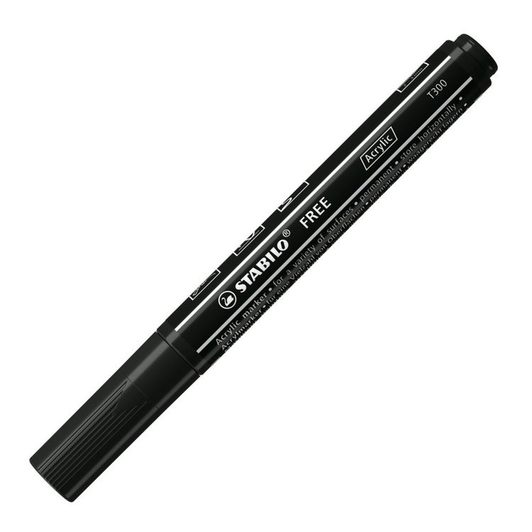 Produktbild: STABILO Acrylmarker, FREE Acrylic T300, Strichbreite 2-3 mm, schwarz