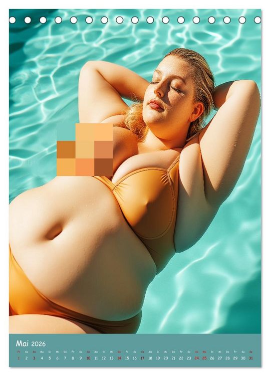 Produktbild: Curvy Pin-up Girls - Verf&uuml;hrerische Rundungen am Pool (Tischkalender 2026 DIN A5 hoch), CALVENDO Monatskalender