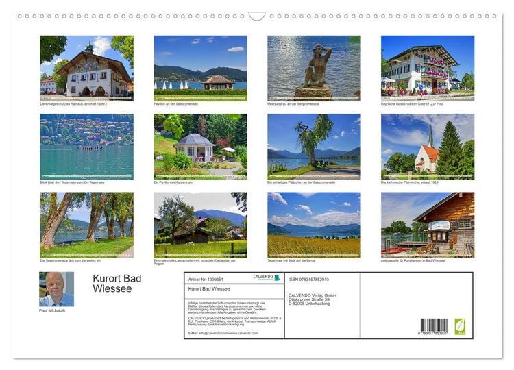 Produktbild: Kurort Bad Wiessee (Wandkalender 2026 DIN A2 quer), CALVENDO Monatskalender