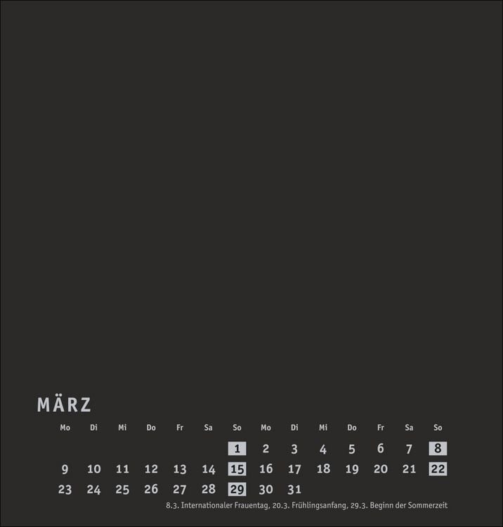 Produktbild: Premium-Bastelkalender schwarz mittel 2026