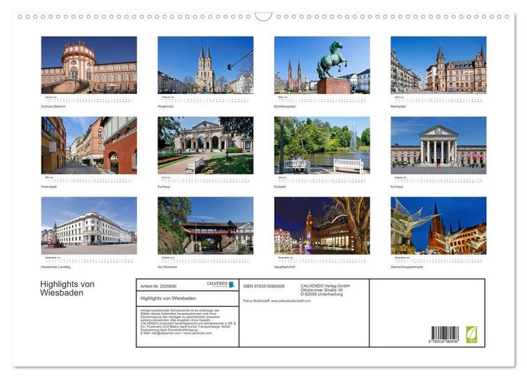 Produktbild: Highlights von Wiesbaden (Wandkalender 2026 DIN A2 quer), CALVENDO Monatskalender