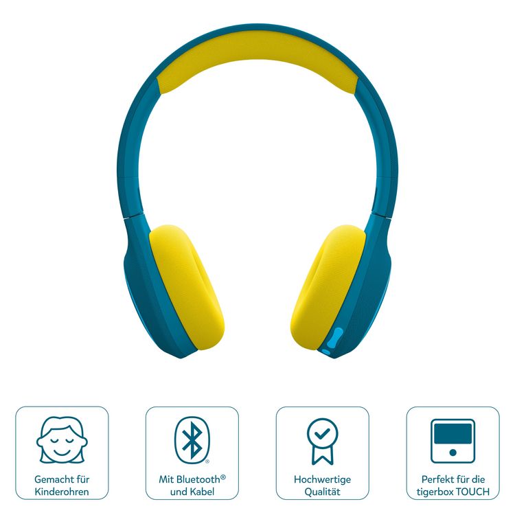 Produktbild: tigerbuddies Bluetooth Kinderkopfh&ouml;rer Royal Sun ( dunkelblau / gelb )
