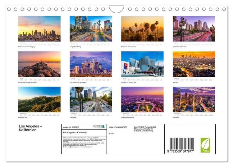 Produktbild: Los Angeles &ndash; Kalifornien (Wandkalender 2027 DIN A4 quer), CALVENDO Monatskalender