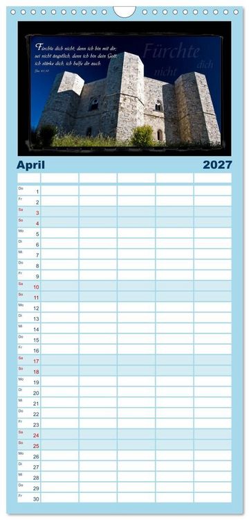 Produktbild: Familienplaner 2027 - Monat f&uuml;r Monat ein Bibelvers mit 5 Spalten (Wandkalender, 21 x 45 cm) CALVENDO