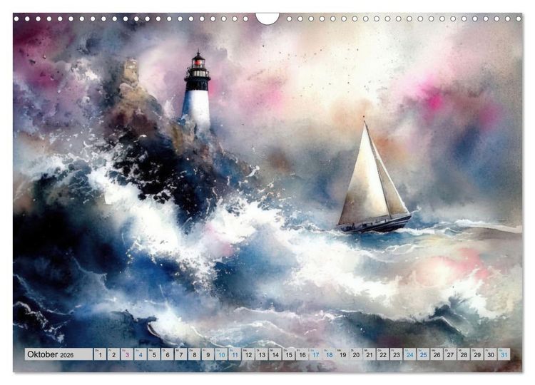 Produktbild: Segeltr&auml;ume und Leuchtturmlichter (Wandkalender 2026 DIN A3 quer), CALVENDO Monatskalender