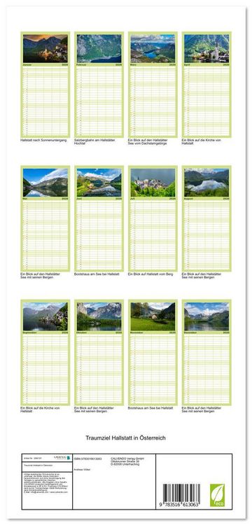 Produktbild: Familienplaner 2026 - Traumziel Hallstatt in &Ouml;sterreich mit 5 Spalten (Wandkalender, 21 x 45 cm) CALVENDO