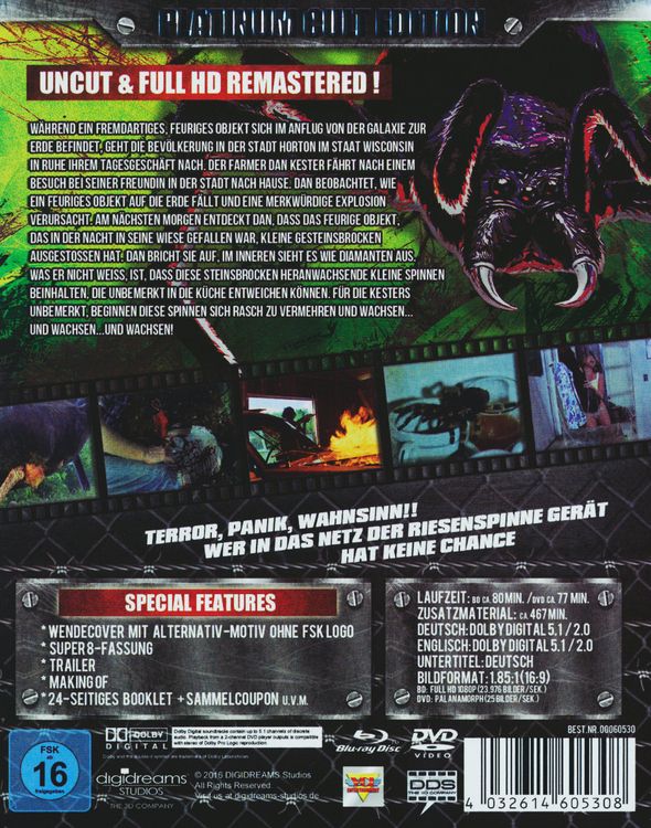 Produktbild: Angriff der Riesenspinne - Uncut/HD Remastered/Platinum Cult Edition (+ 2 DVDs) (+ Soundtrack-CD) [LE]