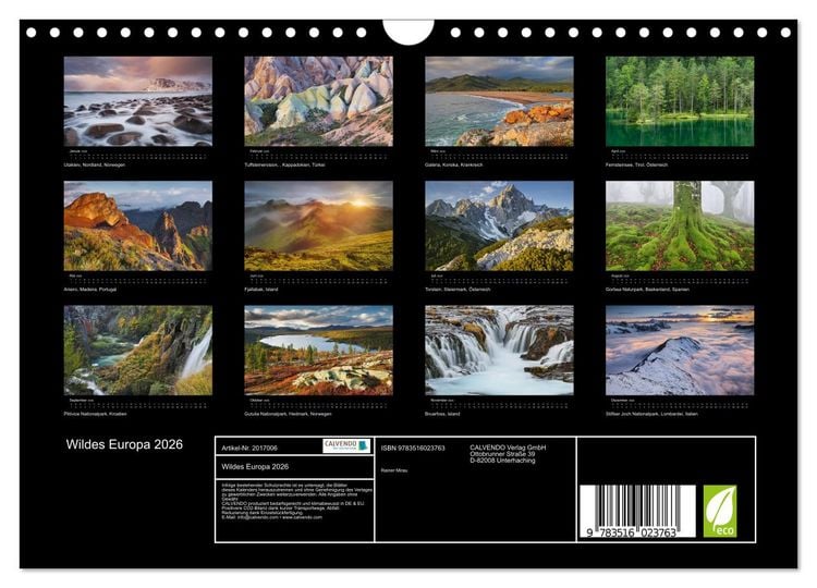 Produktbild: Wildes Europa 2026 (Wandkalender 2026 DIN A4 quer), CALVENDO Monatskalender