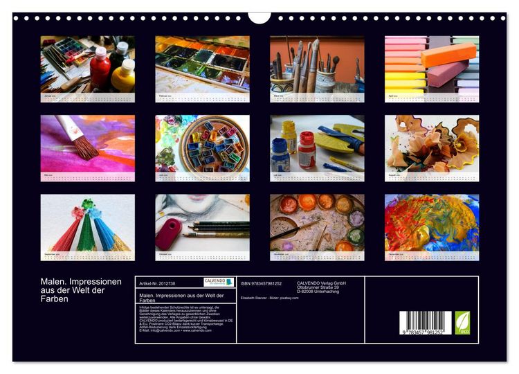 Produktbild: Malen. Impressionen aus der Welt der Farben (Wandkalender 2026 DIN A3 quer), CALVENDO Monatskalender