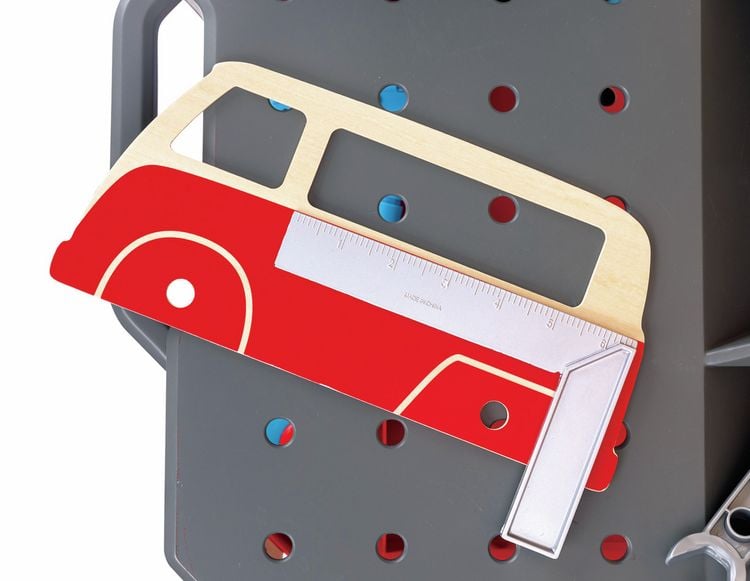 Produktbild: Hape E3036 - Kinder-Werkbank mit Werkzeug-Zubeh&ouml;r, Spielset, Spielh&ouml;he einstellbar, 40x84x45cm