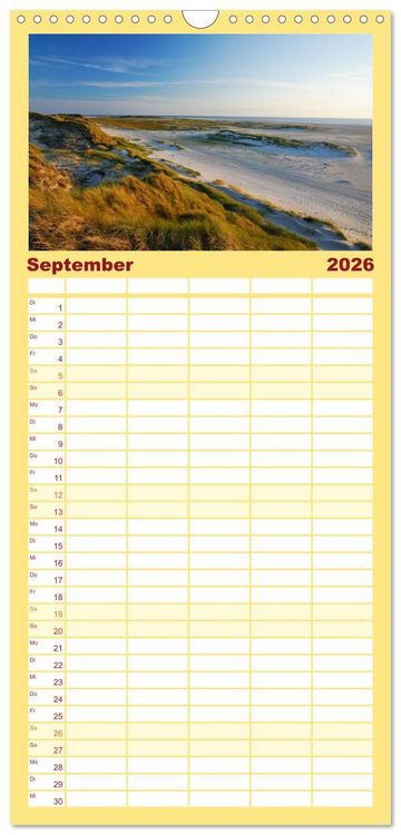 Produktbild: Familienplaner 2026 - Amrum mit 5 Spalten (Wandkalender, 21 x 45 cm) CALVENDO