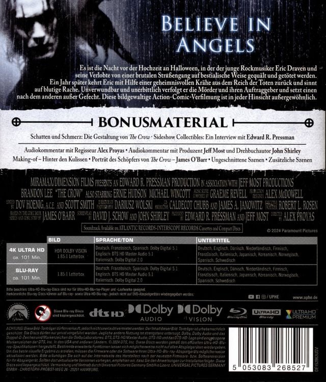 Produktbild: The Crow - Die Kr&auml;he (4K Ultra HD) + (Blu-ray)