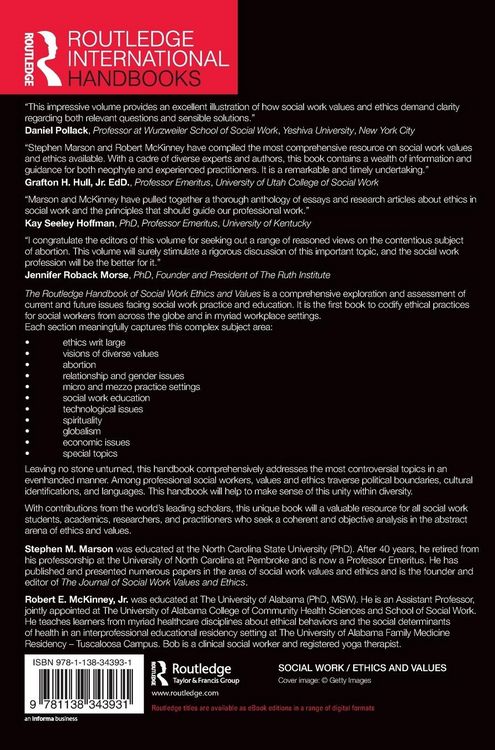 Produktbild: The Routledge Handbook of Social Work Ethics and Values