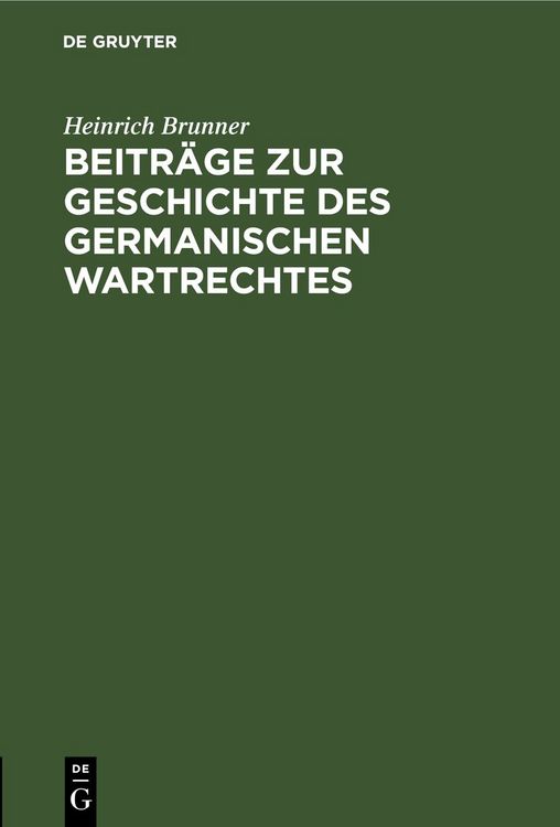 Produktbild: Beitr&auml;ge zur Geschichte des germanischen Wartrechtes