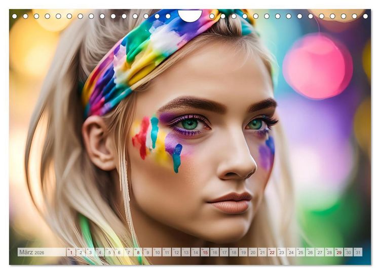 Produktbild: Farben der Weiblichkeit - Kunstvolle KI Portraits (Wandkalender 2026 DIN A4 quer), CALVENDO Monatskalender