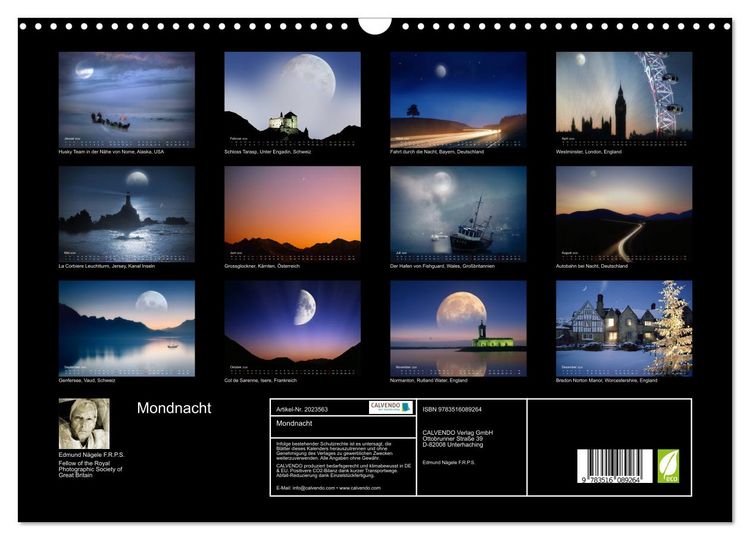 Produktbild: Mondnacht (Wandkalender 2026 DIN A3 quer), CALVENDO Monatskalender