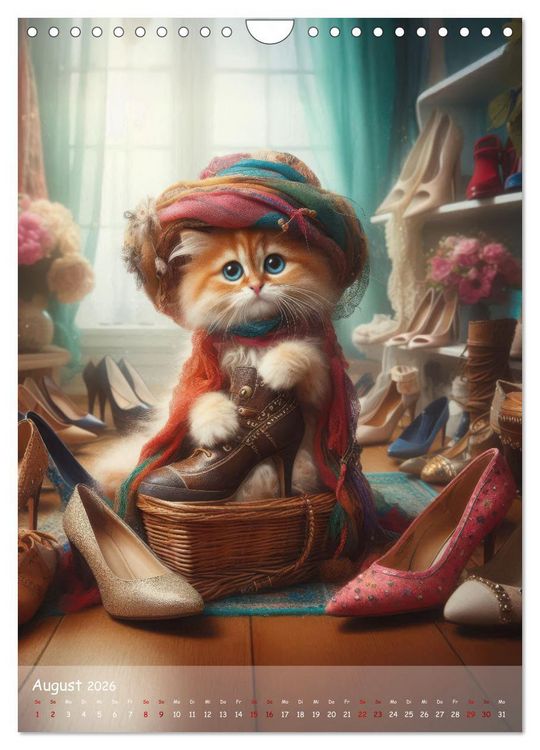 Produktbild: Katzen im Boho-Look - Ein Jahr voller Vielfalt und Charme mit niedlichen Samtpfoten (Wandkalender 2026 DIN A4 hoch), CALVENDO Monatskalender